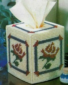 a close up of a tissue box on a table