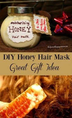 DIY Honey Hair Mask Gift All natural and extra moisturizing! So easy to do and such a great gift idea! #HoneyForHolidays #ad ThirtySomethingSuperMom #HairRemediesForHairLoss Honey Skin Care, Honey Hair Mask, Diy Honey, Honey Skin, Honey Diy, Honey Mask, Honey Gifts