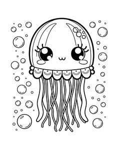 a cartoon jellyfish with big eyes in the water