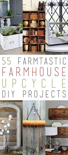 the farm house diy projects are easy to do with wood crates and other items