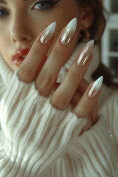 February Nails Ideas 2024 Manicure Ideas Ombre, White Gold Ombre Nails, 2024 Nail Trends February, Nails With Different Designs On Each, Classy Wedding Nails For Bride, Glamour Nails Designs, Cabo Nail Ideas, White Marble Nail Designs, Frosted White Nails