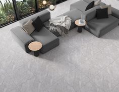 Designed to mimic the natural look of quartzthis range of porcelain floor tiles features the colour and texture you would expect but with all the benefits of porcelainQuartz Stone Grey is light grey in colourmaking it an ideal neutral base for a wide range of external installationsfrom small balconies to large terracesThe surface of the tiles features a realistic digital design with added texture for an authentic feelQuartz Stone White has a creamy off-white colour that looks stunni Indoor Tiles, Small Balconies, Patio Slabs, Colour Making, Indoor Tile, Wood Effect Tiles, Tile Companies, Porcelain Floor, Stone Grey