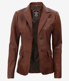 Womens Leather Brown Casual Blazer Jacket - Get more likes on social when you picture yourself in this classy chic style Womens Brown Blazer Jacket. The coat comes with features to keep you empowered for daily commute such as functional two-button closure, three exterior pockets and wide notched lapel. Perfect addition to any fall and winter fashion. Womens Leather Blazer, Classy Chic Style, Brown Leather Blazer, Classy Fashion Chic, Leather Blazer Women, Fall And Winter Fashion, Leather Blazer Jacket, Brown Blazer, Leather Jacket Outfits