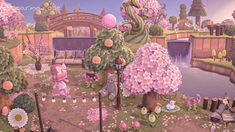 ACNH island entrance in Cherry Blossom season Animal Crossing Cherry Blossom Island, Acnh Cherry Blossom Ideas, Cherry Blossom Island Acnh, Acnh Cherry Blossom Path, Acnh Cherry Blossom Code, Acnh Cherry Blossom Path Designs, Acnh Romantic, Cherry Blossom Animal Crossing