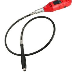 a red and black corded soldering tool on a white background