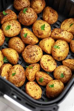 the potatoes have been cooked and are ready to be put in the air fryer