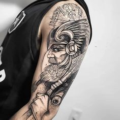 Tattoo Odin, Thor Tattoo, Odin Tattoo, Viking Warrior Tattoos, Norse Mythology Tattoo, Viking Tattoo Symbol, Viking Tattoo Sleeve