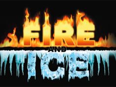 fire and ice logo with flames in the background