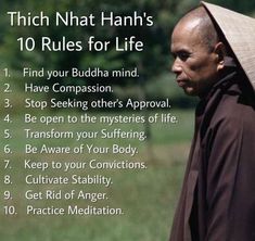 a man in a monk outfit with the words 10 rules for life