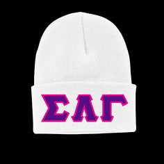 Represent Sigma Lambda Gamma with this Officially Licensed Greek Letter Winter Beanie. With 8 different colorways to choose from, You'll never go out of style. The Greek letters are double layer machine embroidered, Each letter with the border measures about 2 inches tall.  Personalization is available at request. Message for more information! All orders are made to order and there is not stock ready to ship, because of this we do not except returns or exchanges. If there are any issues with your order please do not hesitate to reach out with any and all questions and concerns! Sorority Beanie Hats, Sigma Lambda Gamma, Embroidery Hat, Hat Embroidery, Greek Letters, Winter Beanie, Bronx, Out Of Style, Sorority