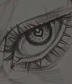 a drawing of an eye with long eyelashes