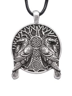 PRICES MAY VARY. VIKING RAVEN NECKLACE: This beautiful pendant features a unique combination of two popular Viking symbols, the Odin's pair of ravens Huginn and Muninn watching from the Tree of Life GREAT QUALITY: Meticulously crafted from top-grade zinc alloy with an antique silver finish, the Viking raven pendant does not tarnish or corrode easily over the years SPECIFICATIONS: Pendant measures about 1.6 x 1.4 inches (40 x 35 mm), includes 19.7" (50 cm) braided faux leather cord with 2" (5 cm) Raven Accessories, Huginn And Muninn, Raven Jewelry, Viking Raven, Raven Pendant, Raven Necklace, Viking Symbols, Unique Valentines, Tree Of Life Pendant