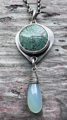 Handcrafted artisan gemstone and sterling silver jewelry by metalsmith Katherine Wise. For more information and a behind-the-scenes look, visit Wise Handmade Jewelry. wisehandmade.com | wisehandmadejewelry.etsy.com Handmade Turquoise Chrysoprase Necklaces, Turquoise Agate Teardrop Jewelry, Turquoise Teardrop Agate Jewelry, Handmade Chrysoprase Turquoise Necklace, Unique Turquoise Cabochon Necklace, Turquoise Teardrop Cabochon Necklace, Turquoise Agate Gemstone Necklace, Turquoise Chalcedony Necklace With Natural Stones, Turquoise Chalcedony Gemstone Necklace