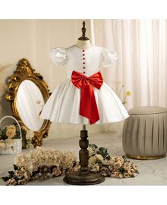 Get 10% off now! Buy white and red bow knot toddler girls formal dress for weddings at cheap price online. Free stable shipping and pro custom service since 2009. Fitted Baptism Dress With Bow, Red Princess Dress With Bow For Dress-up, Red Princess Dress For Formal Occasions, Elegant Red Princess Dress For Formal Occasions, Christmas Wedding Princess Dress With Bow, Christmas Princess Dress With Bow, Elegant Fitted Holiday Dress For Pageant, Fitted Princess Wedding Dress With Bow, Fitted Wedding Princess Dress With Bow