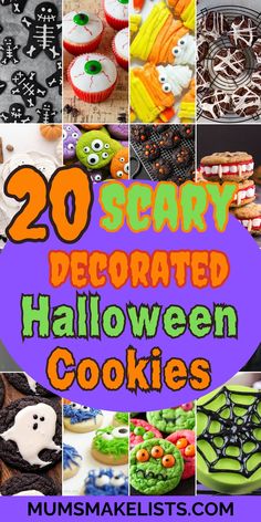 Decorated scary Halloween cookies Halloween Themed Cookies Easy, Halloween Cookies With Royal Icing, Halloween Cookie Decorating Ideas, Halloween Theme Cookies, Horror Food Ideas, Cookie Decorating Halloween, Halloween Cut Out Cookies, Halloween Birthday Cookies