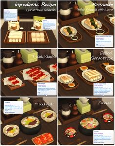 the different types of sushi are shown in this image