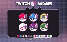 an image of a game screen showing the different badges for pokemon's character characters