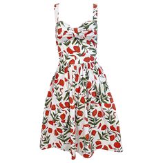 Chic late 90s OSCAR DE LA RENTA cotton fit n’ flare white poppy flower print dress ! Features a tailored bodice with ruched bust. Hidden zipper up the back with hook-and-eye closure. POCKETS at each side of the hips. Perfect for any day or evening event. Pair with wedges, flats or sandals for day, and strappy heels for evening. In great unworn condition Made in USA Marked Size US 6 Measurements: 34-35 inch bust 28 inch waist Up to 54 inch hips 38 inches from top back shoulder seam to hem Retro Dress With Sweetheart Neckline For Spring, Retro Spring Dresses With Ruched Details, Spring Retro Dress With Ruched Details, Retro Ruched Dress For Spring, Spring Retro Ruched Dresses, Empire Waist Babydoll Dress, White Poppy Flower, Light Blue Knit, White Poppy