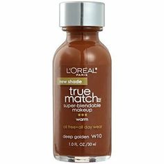 1pc Loreal True Match Super-Blendable , Deep Golden, 1 fl. oz TRUE MATCH FOUNDATION provides medium coverage with a natural finish so blendable it’s like you can’t tell where your foundation ends and your skin begins. True Match matches skin’s undertone for a true-to-skin result. Loreal Paris True Match, Loreal Paris Makeup, True Match Foundation, Loreal True Match, Best Drugstore Foundation, Spf Makeup, Foundation For Oily Skin, Foundation Tips, Drugstore Foundation