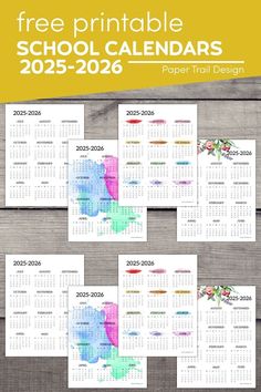 the free printable school calendars for 2013 - 2016 are available in four different colors