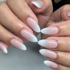 Gradient French Nails Almond, Ombre French Nails Almond Shape, Ombre Sns Nails Almond, Almond American Manicure, Almond French Ombre Nails, Ombre French Manicure Almond, Almond Baby Boomer Nails, Ombre French Tip Nails Almond, Ombre Acrylic Nails Almond