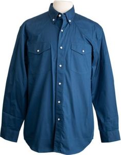 Our Men's Oxford Shirt is made of a light-weight cotton polyester blend. It features a Western yoke on the front and back of the shoulder, a button down collar, pearl snap front closure, and two flap chest pockets, including a bar tack pen pocket on the left chest pocket. The long sleeves have a rounded barrel cuff with two snaps for an adjustable fit, along with a sleeve placket snap. With reinforced stitching, this shirt is ready for a good work day. Machine washable. 5 Ounce 80%Cotton 20% Pol Mens Work Shirts, Oxford Shirt Men, Western Work, Mens Workwear, Button Down Collar, Oxford Shirt, Western Shirts, Work Shirts, Chest Pocket