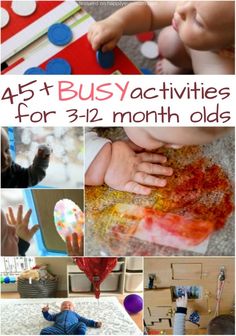 a collage of activities for 3 - 12 month olds