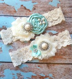 wedding garter / AQUA / bridal garter/ by FallenStarCoutureInc Tiffany Blue Wedding, Aqua Wedding