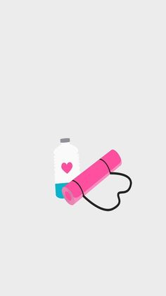 a pink tube with a heart on it next to a white bottle that is connected to a cord