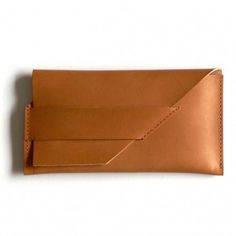 a brown leather card case on a white background