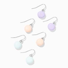 Claire's Macaron 1" Drop Earrings - 3 Pack Clay Macaron, Claires Earrings, Fun Crafts To Do, Fashionable Jewelry, Delicious Treats, Tiny Earrings, Purple Sky, Fimo Clay, Oui Oui