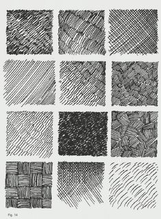 six different types of lines drawn in black and white