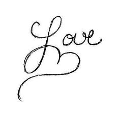 the word love written in cursive writing