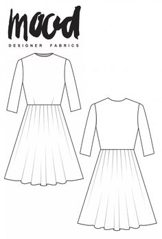 the front and back view of a women's dress with pleaed hems