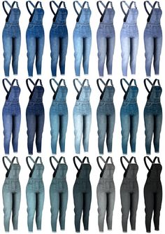 the overalls are all different colors and sizes, but there is no image to describe