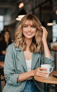 Low Maintenance Bangs Short Hair, Bangs For 2024, Haircuts Medium Length With Bangs, Hairstyles For Medium Length Hair Blonde, Bangs With Balayage, Brown Hair Perm, Italy Hair, Rich Brunette Hair