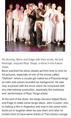 an article about the dance company on stage and in front of a group of people