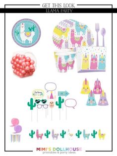 a party set up with llamas and cactus decorations