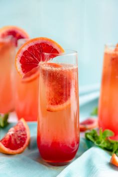 grapefruit and blood orange punch with garnish