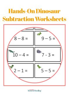 hands on dinosaur subtraction worksheets