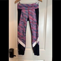 Athleta Nwot Navy Blue With Hot Pink, Grey And White Accents. The Pants Have A Zip Pocket On The Back Of The Waist Band. The Are Made Of 78% Polyester And 22% Lycra. Sporty Multicolor Leggings For Sports, Sporty Multicolor Gym Bottoms, Casual Spring Running Leggings, Multicolor Athleisure Bottoms For Sports, Casual Pink Activewear For Jogging, Sporty Spring Activewear Long Pants, Sporty Leggings For Spring Training, Sporty Long Pants Activewear For Spring, Pink Go-dry Yoga Pants