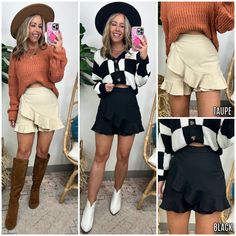 Always Exquisite Ruffle Detail Skort - Madison and Mallory Small Hips, Smaller Hips, Crop Top Blouse, Skirt Leggings, Dress Romper, Dresses With Leggings, Hat Hairstyles, Bra Tops, Dress Accessories