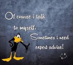 an image of a cartoon duck with the words i course it talk to myself sometimes i need expert advice