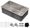 stainless steel double bowl kitchen sink with accessories