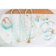 Elevate Your Jewelry Collection With This Beautiful Handmade Genuine Amazonite Beaded Gemstone Necklace. Featuring A 18k Pvd Stainless Steel (Waterproof & Hypoallergenic) Toggle Clasp With Removable Baroque Pearl Pendant. This Versatile Piece Offers Multiple Styling Options. Wear It With Just The Toggle Clasp By Removing The Pearl Pendant Or You May Add Your Own Favorite Pendant For A Personalized Touch. You Can Also Wear The Necklace With Just The Beautiful Turquoise Colored Amazonite Gemstones Emerald Statement Necklace, Baroque Pearl Pendant, Gold Collar Necklace, Blue Beaded Necklace, Lock Necklace, Healing Crystal Jewelry, Dangle Necklaces, Gold Necklace Set, Pearl Pendant Necklace