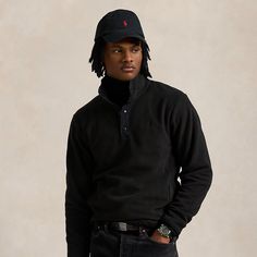 This pullover is crafted from soft brushed fleece and finished with the iconic Polo Pony. Polo Pony, Mock Neck, Top Brands, Ralph Lauren, Mens Outfits, Luxury Fashion, Sweatshirts, Clothes, Black