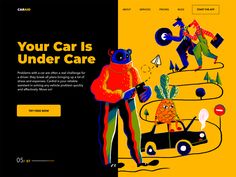 the landing page for car is under care