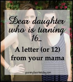 two women standing next to each other with the words dear daughter who is turning 10