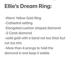 an advertisement with the words ellen's dream ring written in black and yellow on it