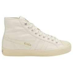 Buy Gola womens Coaster High sneaker online a www.golausa.com Retro Trainers, British Heritage, High Sneakers, Retro Sneakers, Shoe Gifts, Sneakers Online, Training Shoes, White Sneakers, Superga Sneaker